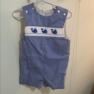 Blue Whale Embroidered Kids One Piece